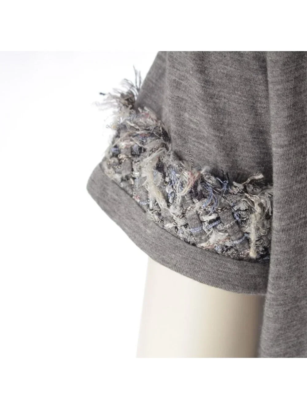Chanel Cotton Lion Button Tweed Short Sleeve T-Shirt Gray 38
